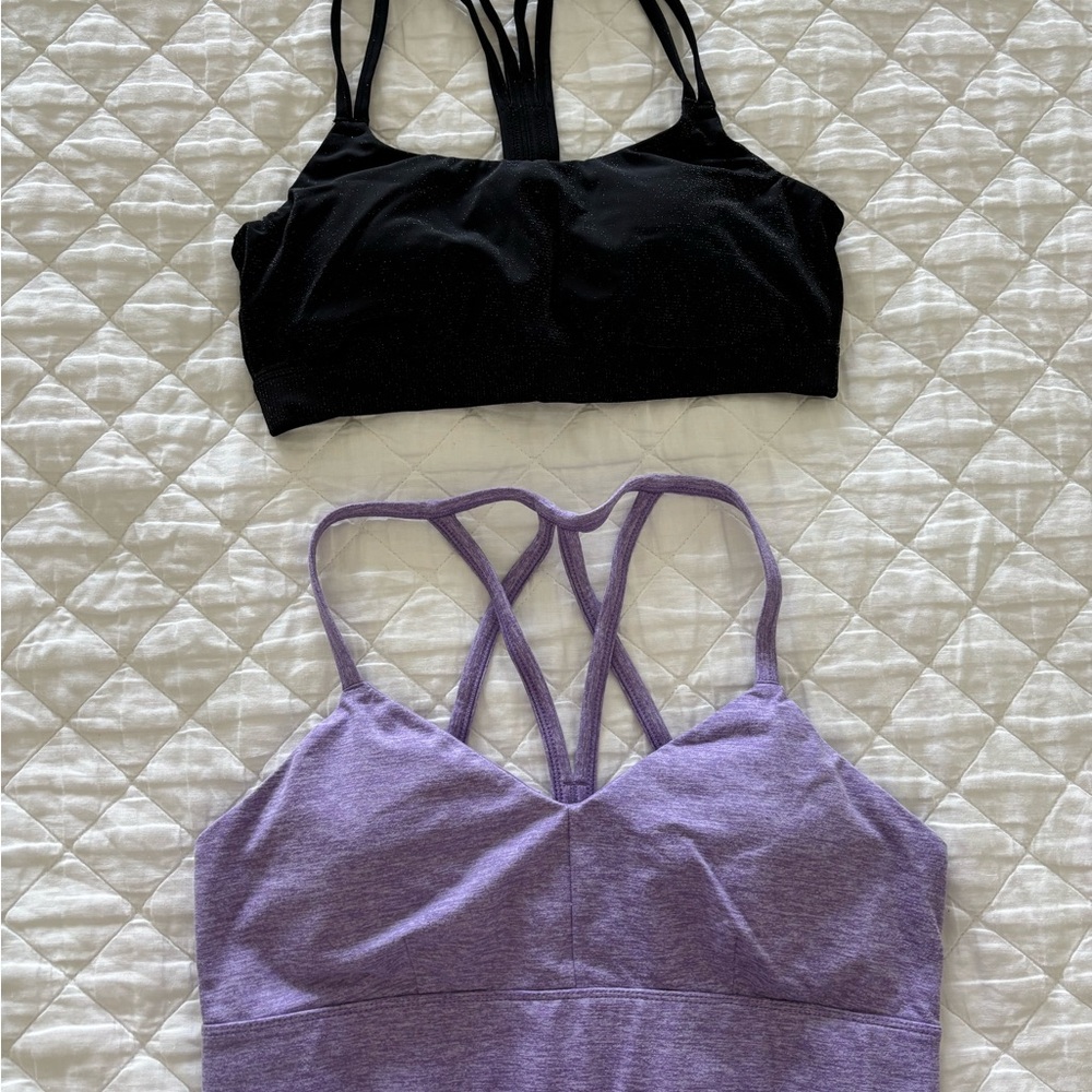 Target Sports Bras Black and Purple with Strappy Details